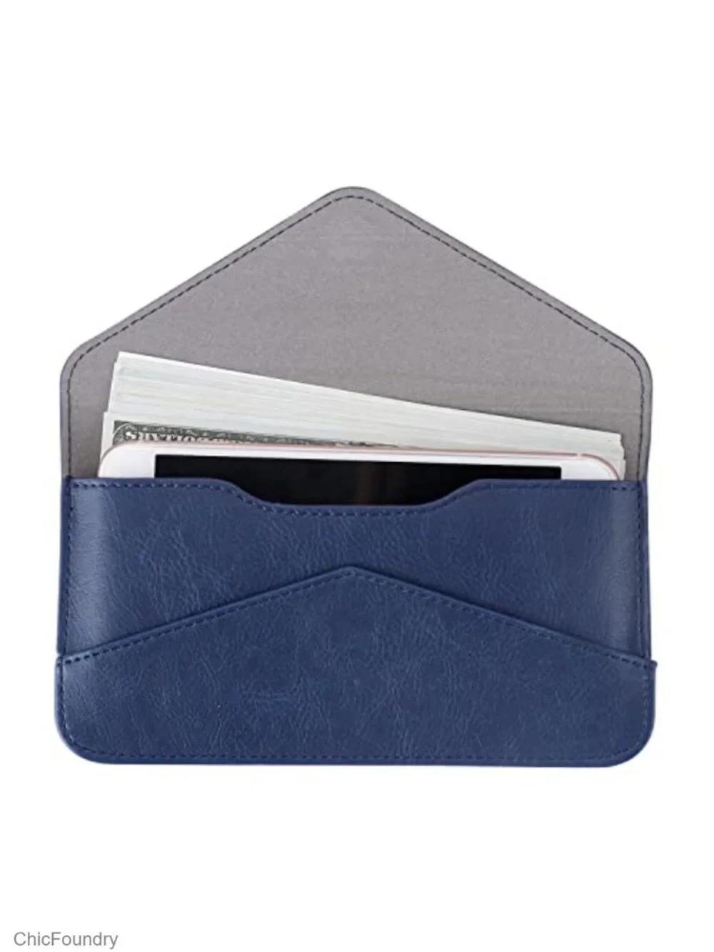 Women's Envelope Card Wallet Faux Leather Magnetic Closure Slim Credit Card